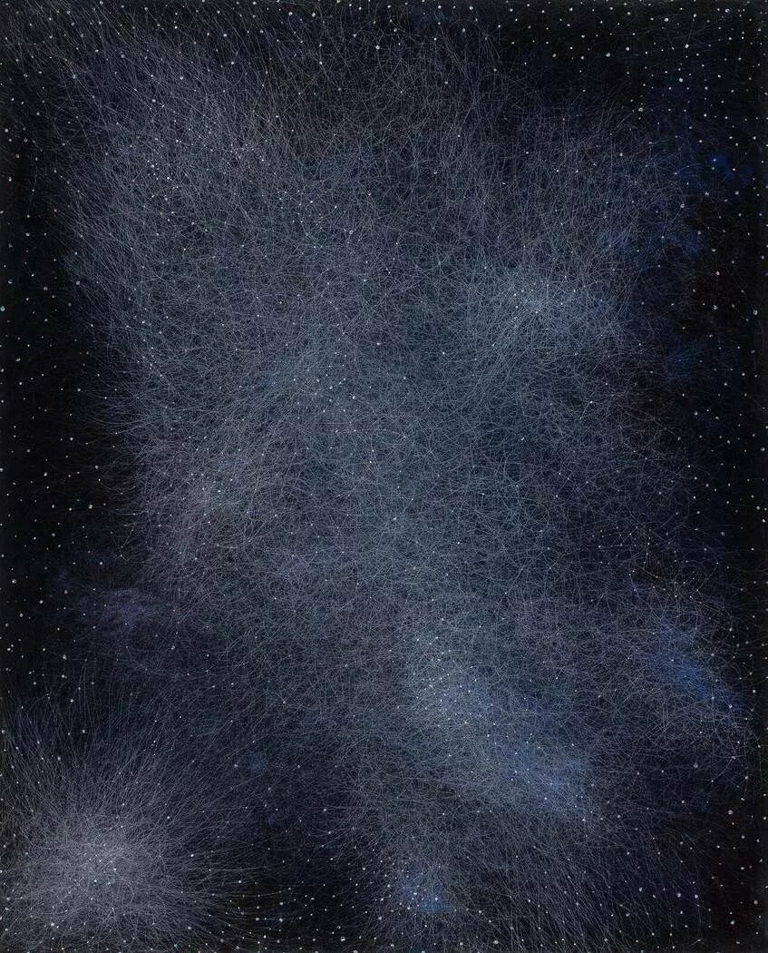 Fine blue lines over a black background.